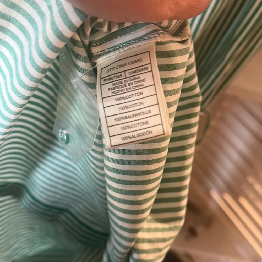 BB Dakota Green and White Striped V Neck Dress With Belt - Picture 7 of 7